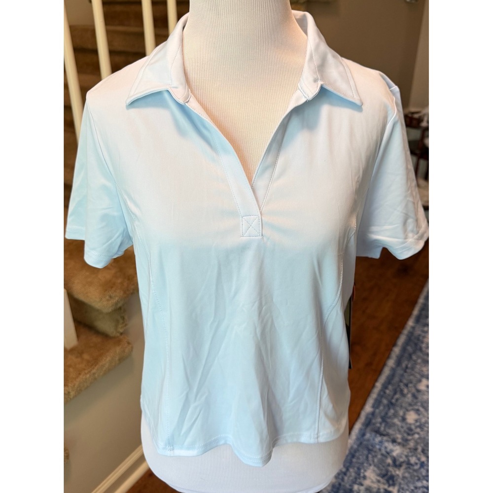 Hind Womens Short Sleeve Performance Polo Shirt Light Blue UPF 50+ Golf Top M